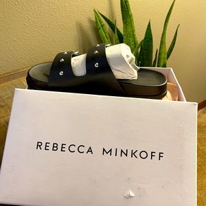 Rebecca Minkoff, Vachel Metallic Buckled Slides